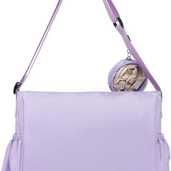 Chic Purple Ita Bag: Adjustable Crossbody Purse with Transparent Pockets - Picture 3 of 7